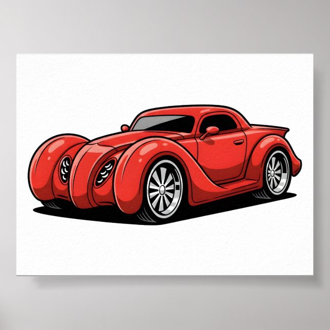 Lavaröd Spiral Hotrod Toon Poster (Framsidan)