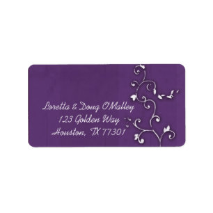 Lavendar background floral designer label adressetikett