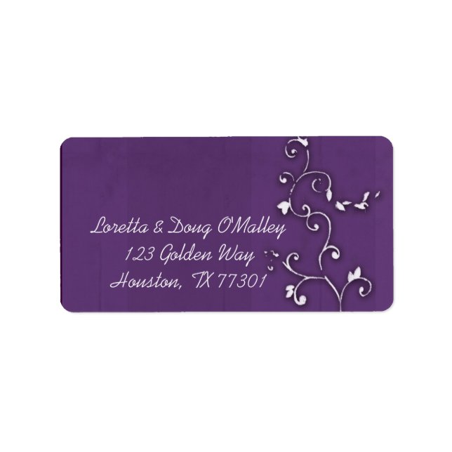 Lavendar background floral designer label adressetikett (Framsidan)