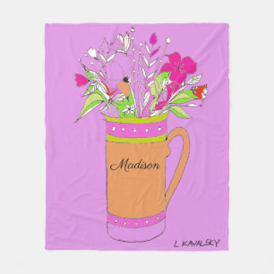 Lavendar Colorful Flowers in Mugg Fleecefilt