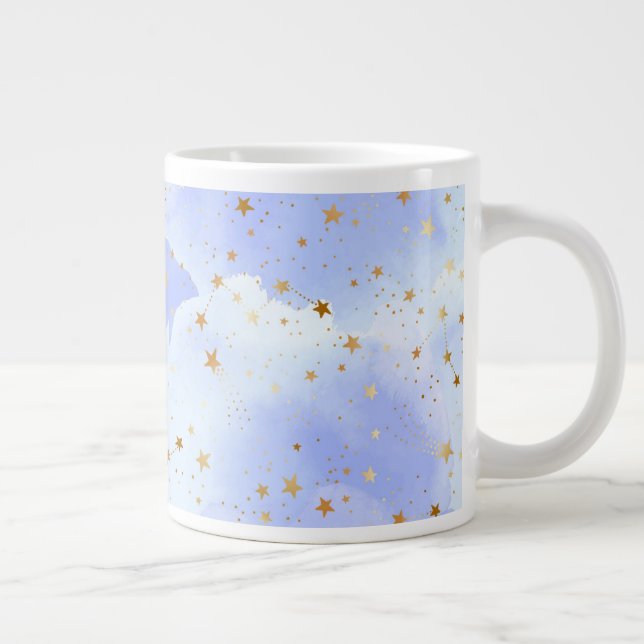 Lavendar Golden Star Mönster Jumbo Mugg (Höger)