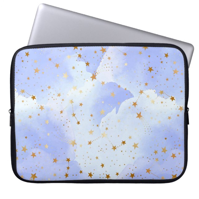 Lavendar Golden Star Mönster Laptop Fodral (Framsidan)