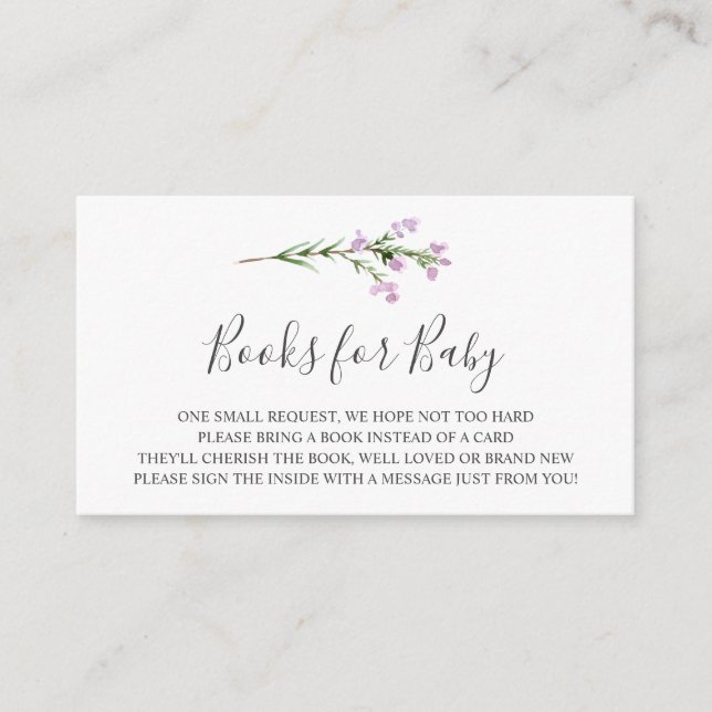 Lavendar Gren Bokar för Baby-inmatningskort Tilläggskort (Framsida)