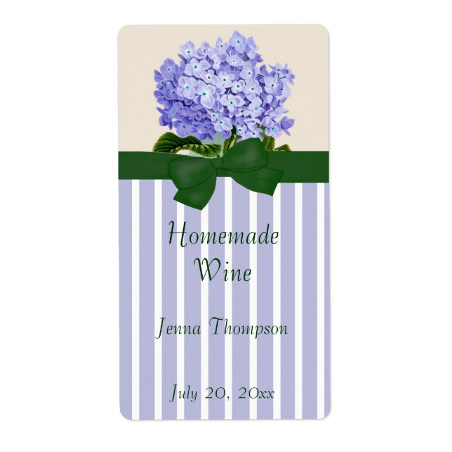 Lavendar Hydrangea Homemade Vin-etikett Fraktsedel (Framsidan)