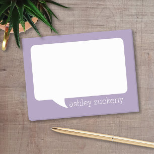 Lavendar och White Talk Bubble Personlig Namn Post-it Block