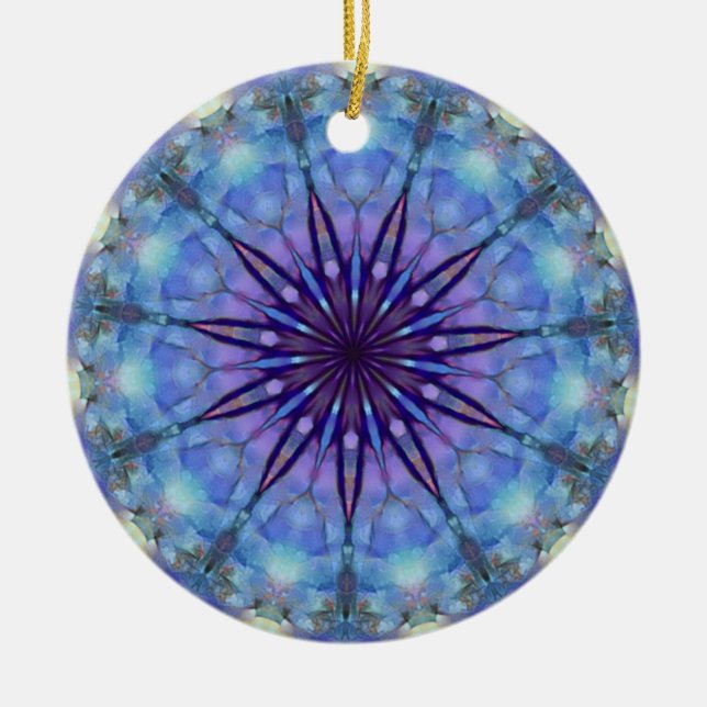 Lavendar Starburst Mandala Round Ornament (Framsidan)