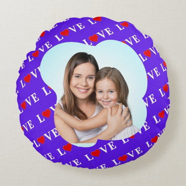 Lavende KÄRLEK Snyggt Rund Kudde (Framsidan)