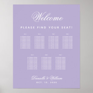 Lavendel 7 Bord Lila Bröllopsplatskarta Poster