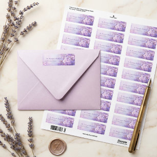 Lavendel Akvarell Eterskt Lila Botanisk Returadress Etikett