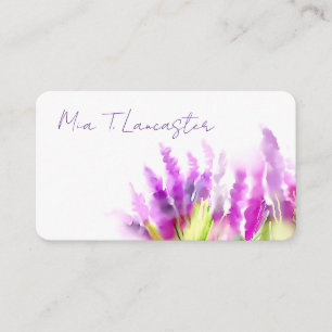 Lavendel akvarell lila blomster visitkort