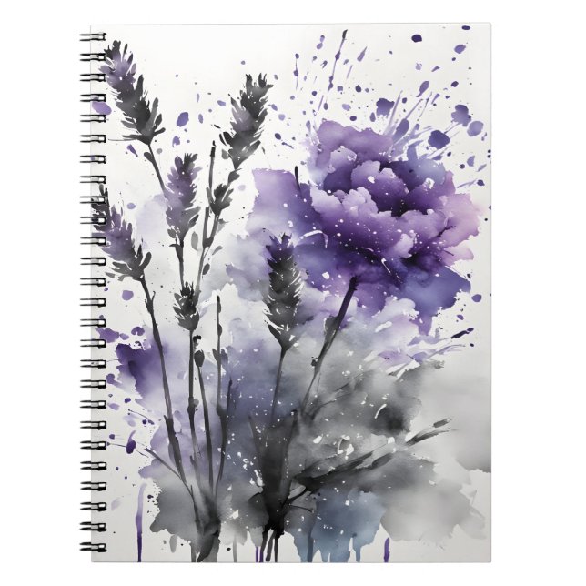 Lavendel - Akvarellblommor Anteckningsbok (Framsidan)
