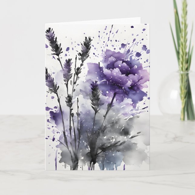 Lavendel - Akvarellblommor Kort (Framsida)
