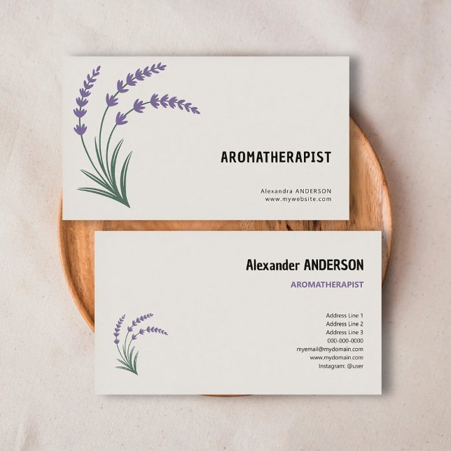 Lavendel & Aromaterapeut Visitkort (Lavender & Aromatherapist Business Card)
