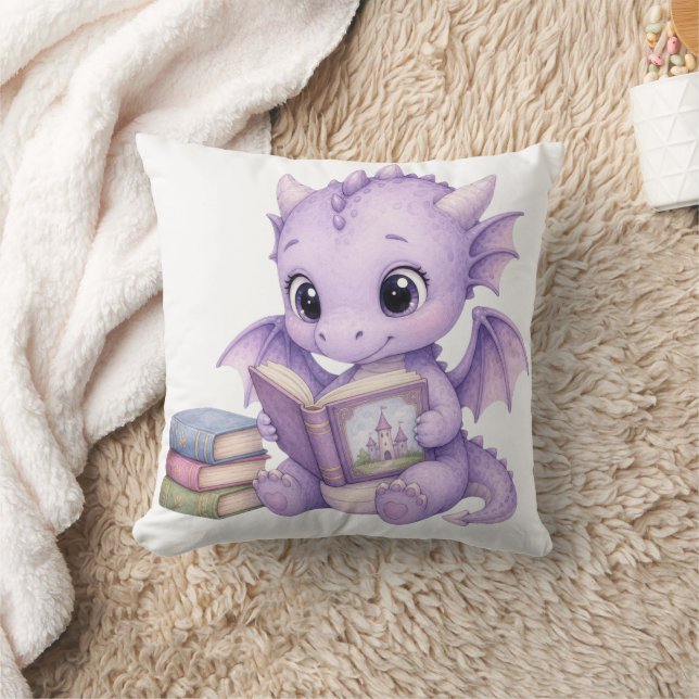 Lavendel Baby Dragon Läsbok Saga  Kudde (Filt)