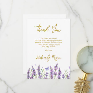 Lavendel | Baby in Bloom Barnrumsfirande Tack Kort