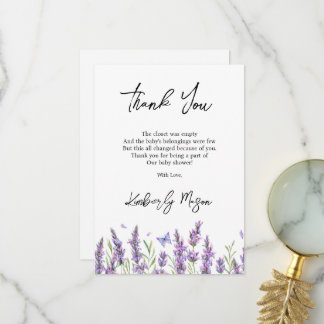 Lavendel | Baby in Bloom Barnrumsfirande Tack Kort