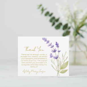 Lavendel Begravning Tack Kort Sorg