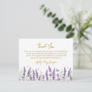 Lavendel Begravning Tacksamhetskort Sorg Tack Kort