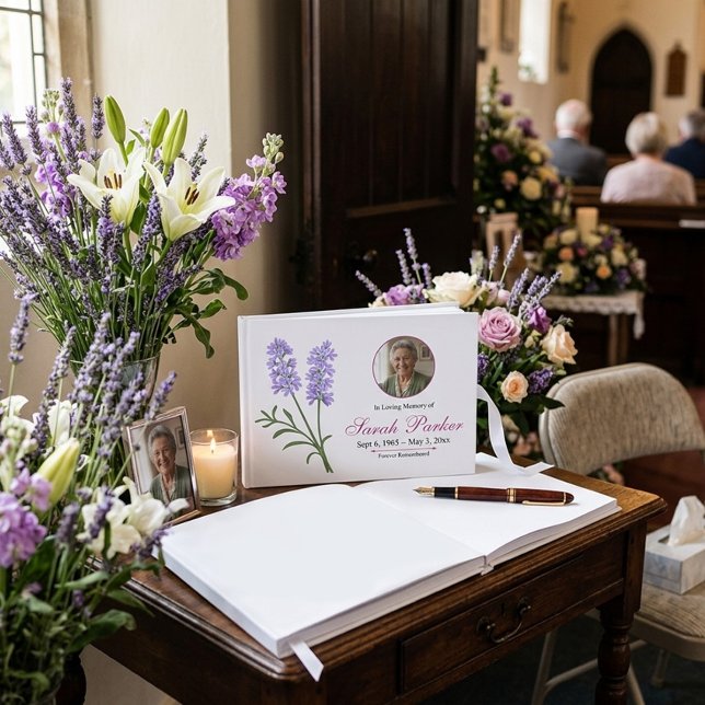 Lavendel Begravningsgästbok med Foto Gästböcker (Skapare uppladdad)