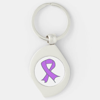Lavendel Bewusstseins Schleife als Symbol Swirl Silverfärgad Nyckelring