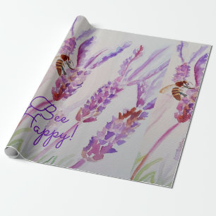 Lavendel Bihjälp Ört Akvarell Blomma Presentpapper