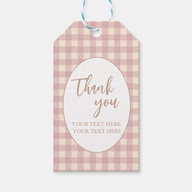 Lavendel blek lila gingham snygg Bondens Marknad Presentetikett (Framsidan)