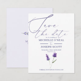 Lavendel Bliss Elegant Watercolor Bröllop Spara Datumet