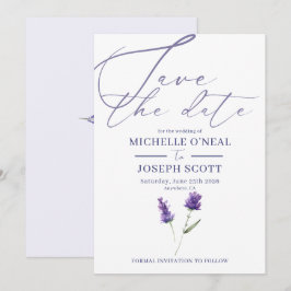 Lavendel Bliss Elegant Watercolor Bröllop Spara Datumet
