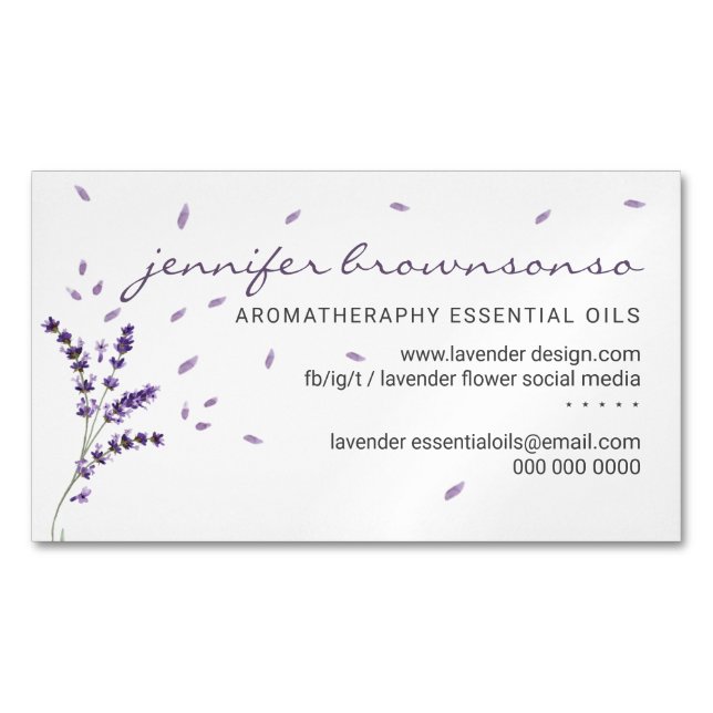 Lavendel blom Essential Oljor Enkla Eleganta Magnetiska Visitkort (Framsida)