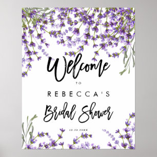 lavendel blommande bröllopsdusch välkomstskylt poster