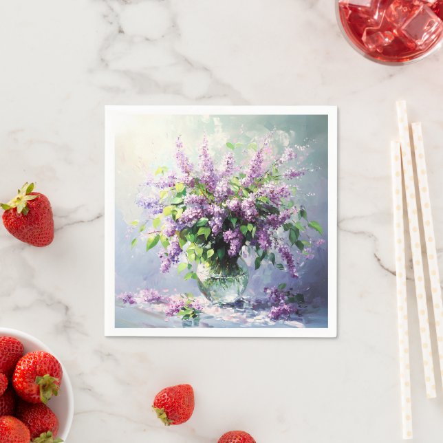 Lavendel blommande syrenbukett pappersservett (Insitu)