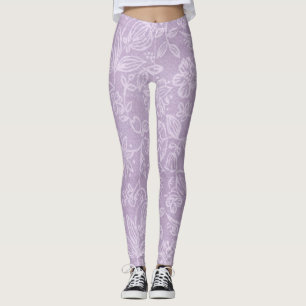 Lavendel blommar purpurfärgad damasker leggings