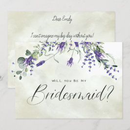 Lavendel Blommig Akvarellskrift Brudtjänsteflicka Inbjudningar
