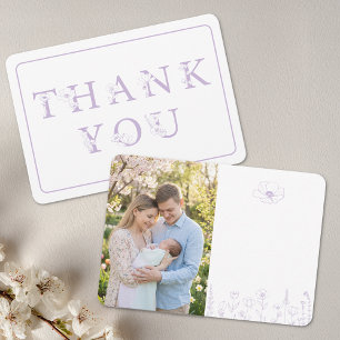 Lavendel Blommig Baby Shower Foto Tack Kort