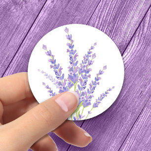 Lavendel Blommig Botanisk Present för Bröllop Eleg Runt Klistermärke