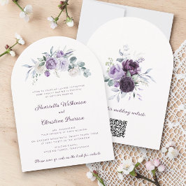 Lavendel Blommig Bröllopsinbjudan QR Webbplats Inbjudningar