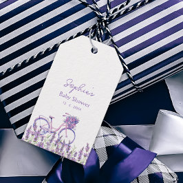 Lavendel Blommig Cykel Bebis Shower Tallerken Presentetikett