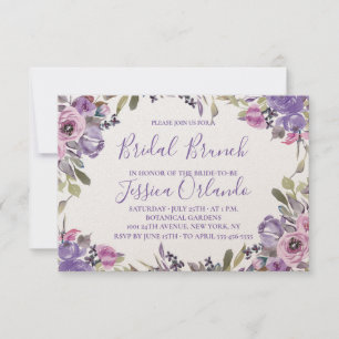 Lavendel Blommig Elegant Bröllopslunch med Script Inbjudningar