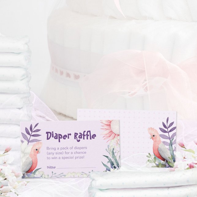 Lavendel Blommig Fågel Babyfirande Blöjtomte Lotte Tilläggskort (Enchanted Lavender Gender-Neutral Diaper Raffle Enclosure Card ©Susanne Sachers - Sunny Mind 🌞)