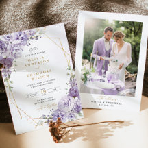 Lavendel Blommig Guld Geometrisk Foto Bak Bröllop