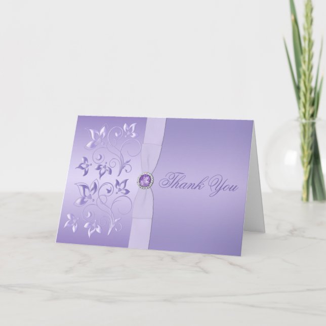 Lavendel Blommig Juvelprydd Tacksamhetskort Tack Kort (Framsida)