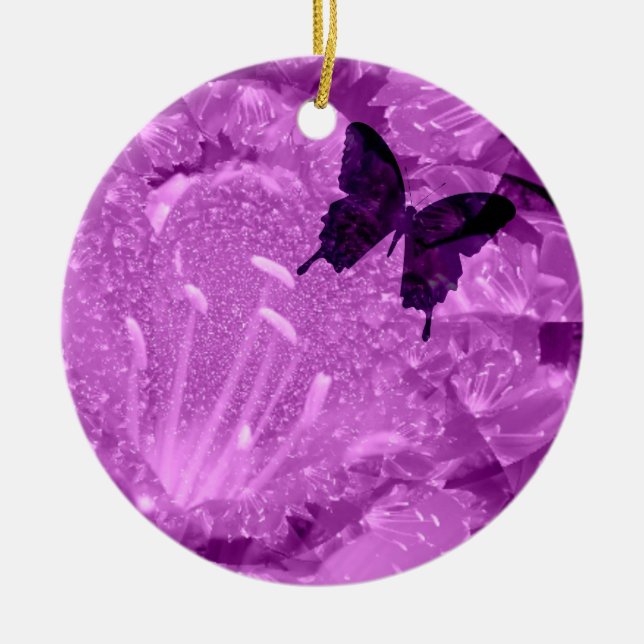 Lavendel Blommig Keramisk Minnessak Julgransprydnad Keramik (Framsidan)