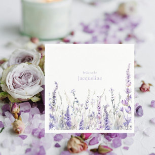 Lavendel Blommig Personlig Namn Bröllopsdusch Pappersservett