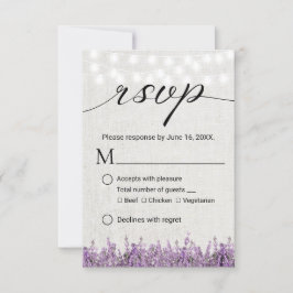 Lavendel Blommig Rustik Linne Höll RSVP OSA Kort