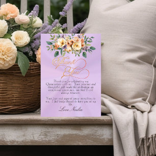 Lavendel - Blommig & Silver Tiara Quinceanera Tack Kort