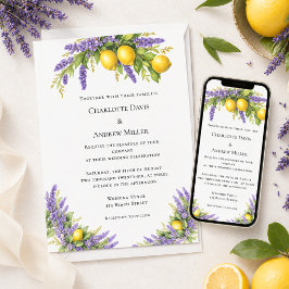 Lavendel blommor citroner bröllop inbjudningar