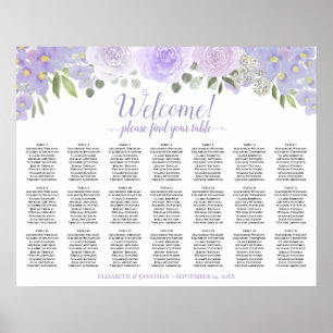 Lavendel Boho Rosor 21 Bord Bröllopsställning Poster