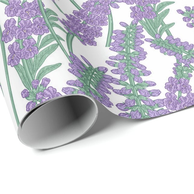 Lavendel Botanisk Blommig Presentförpackning Mönst Presentpapper (Rullad Hörn)