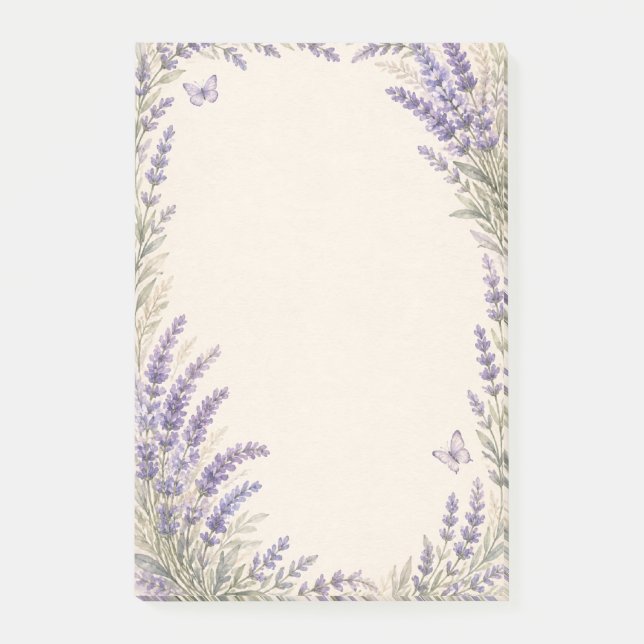 Lavendel Botanisk Kant Post-it Block (Framsida)