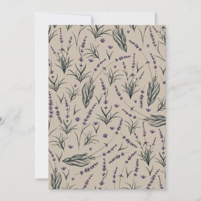 Lavendel Botaniskt Mönster Inbjudan (Framsida)